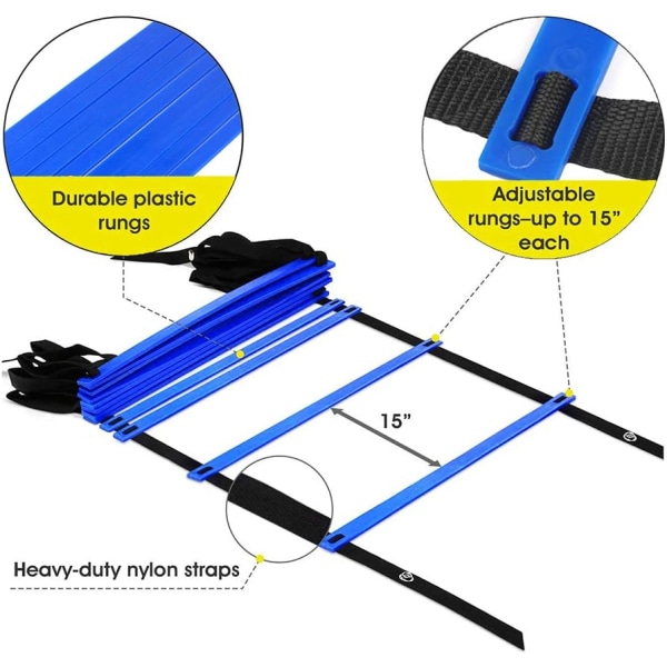 Pace Ladder Fotbollstränings Agility Stege 6m Träningsset Hastighets Stege Koordinations Fotbollstränings Stege med Väska