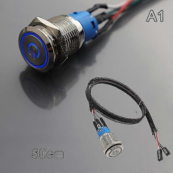 PC Host Start Power-knap Switch Computer Reset-knap Switch med kabel A1  50cm