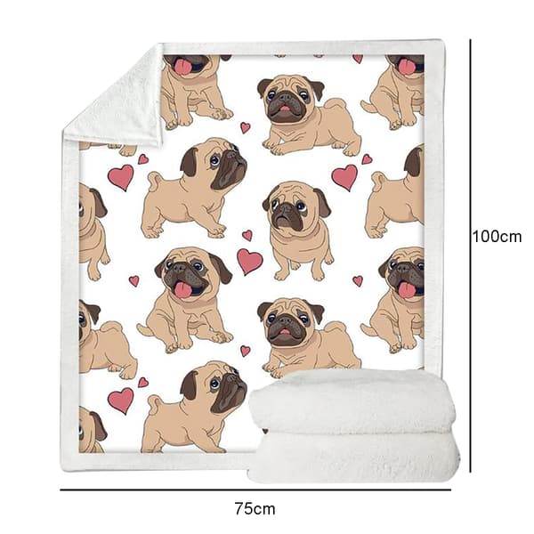 Mops koseteppe, varmt teppe, mykt og fluffy 100x75