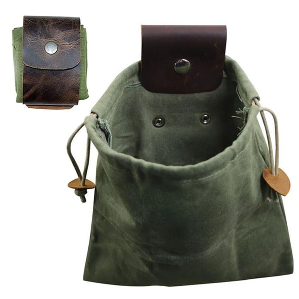 Foderväska, Bushcraft-väska PU-lädervaxad canvaspåse med Green