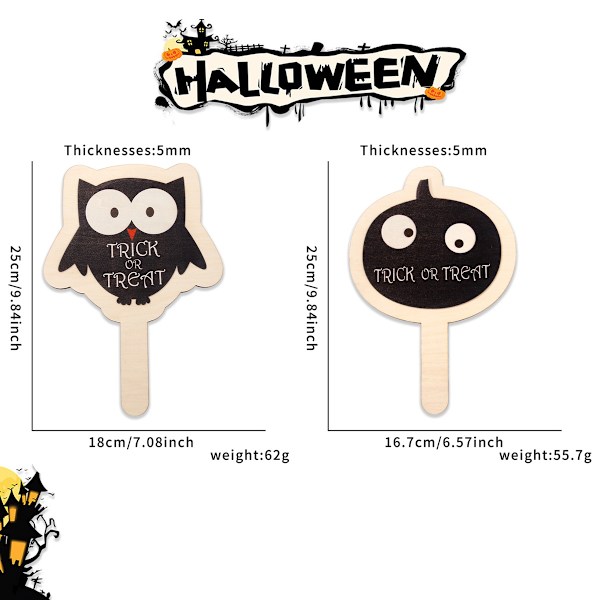 2 kpl Halloween-kuvausrekvisiittaa - Puinen käsikäyttöinen kyltti