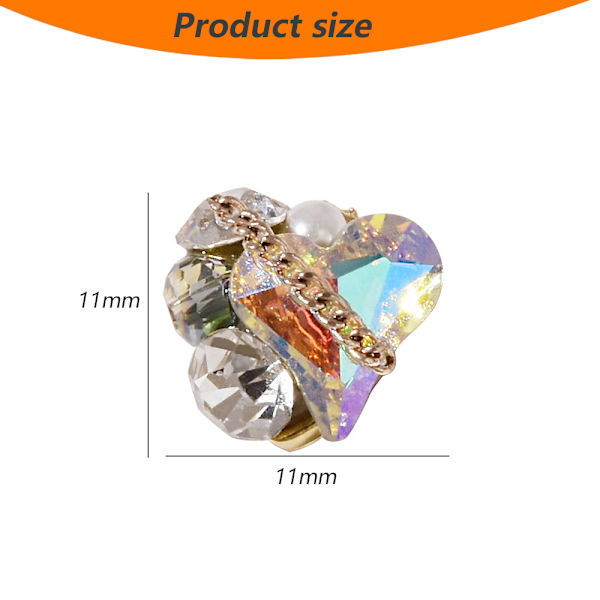 6 stk. Hjerteformede Metal Alloy Rhinestone Negle Smykker Farverige 3D Neglekunst Charms Hjerte Glansfulde Negle Krystal Diamanter Ædelstene Manicure Negle Dekorationer