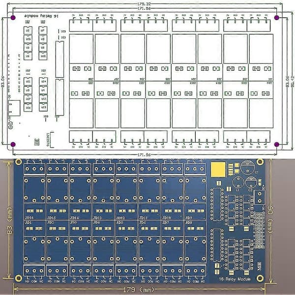 16 Kanal 12V Relæmodul Med Optokobler Lavniveau Trigger Udvidelseskort Til Raspberry Pi