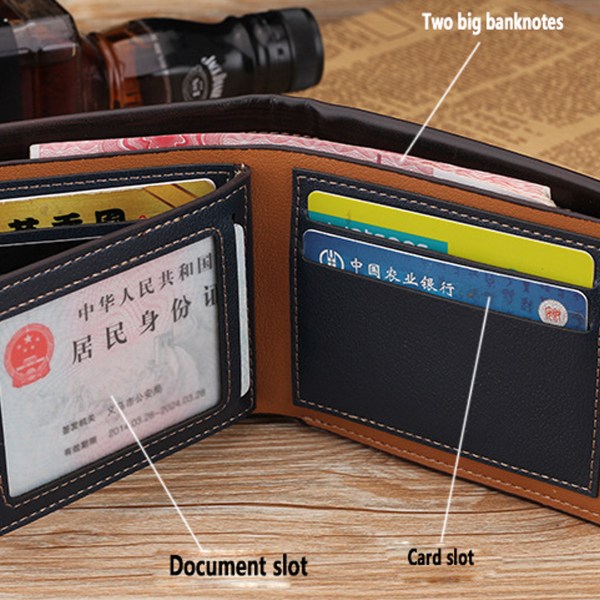 Casual , kort präglad plånbok för män, kreativ tunn plånbok