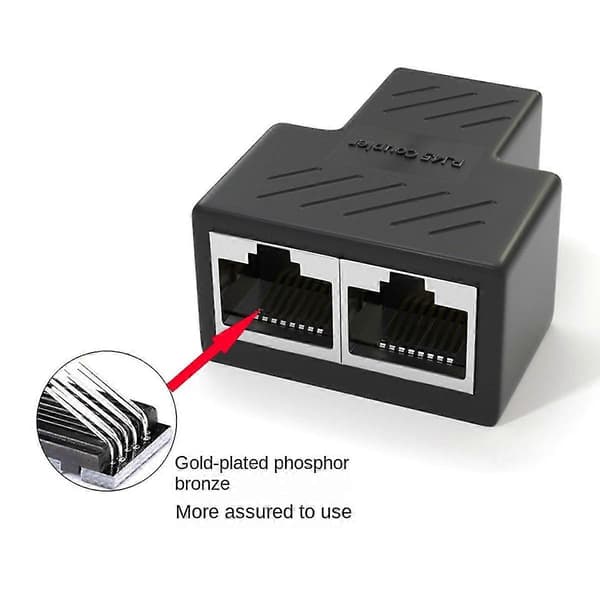 4 stk. Rj45 Ethernet Splitter Konnektor 1 til 2 Splitter Adapter til samtidig internetadgang