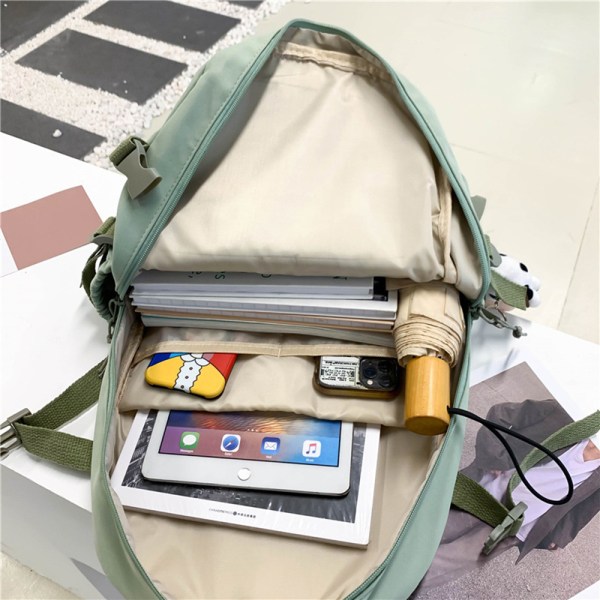 Backpack, Nylon School Bag with Cute Plush Accessories, Kawaii Student Book Bag Shoulder Bag for Girls School Supplies