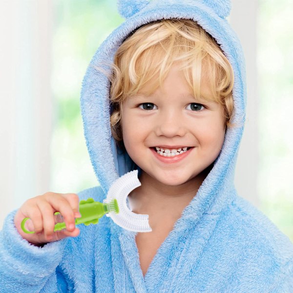 4-pack U-formad tandborste för barn med silikonborstmassage för toddler