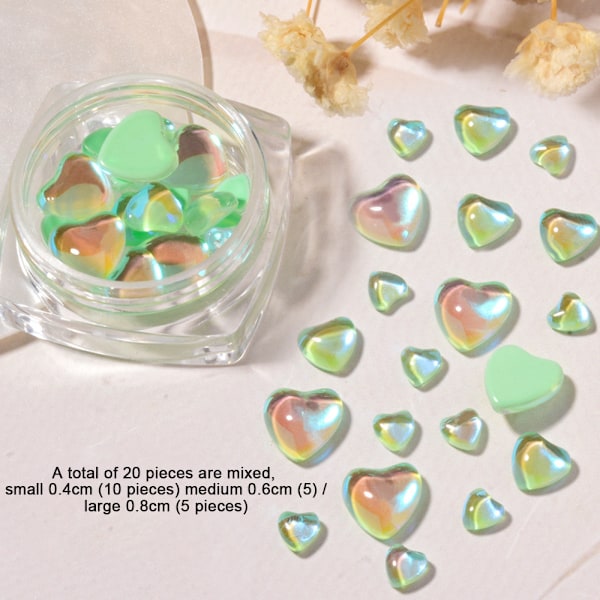 Hjärtformade kristallnaglar Flatbacks Rhinestones