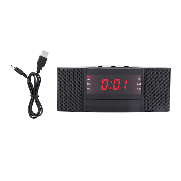 LED Digital AM/FM Alarmklocka Buzzer Radio Snooze Sleep Timer med USB-laddning