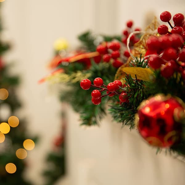 Glitterbærstilk til jul, brukes til juletrepynt red