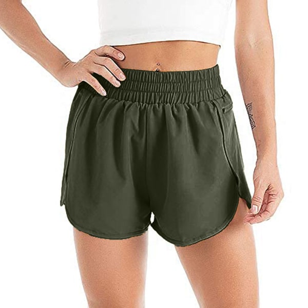 Women's running shorts with pockets elastic waist loose fitness