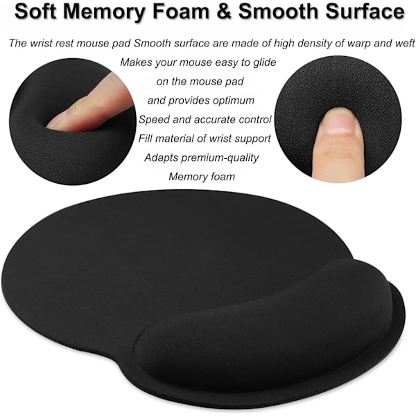 Håndleddsstøttepute, Ergonomisk musematte med minneskum, Sklisikker Ru