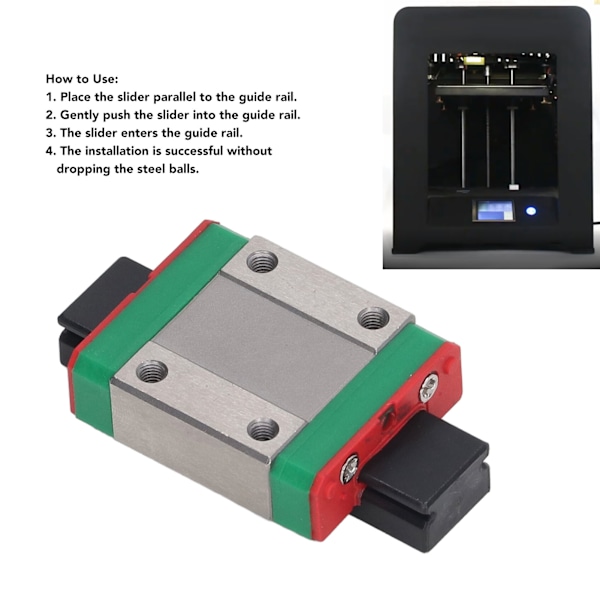 Vognblokk Lineær Bevegelsesguide Skinne Glidelagerblokk MGN12C for 3D-skriver