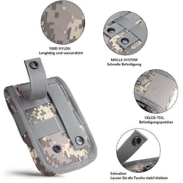2 kpl Taktiset Puhelinpussi Älypuhelimen Kotelo - ACU Camo