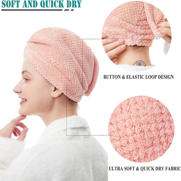 Mikrofiber Hårhanddukar för Vått Hår, Snabbtorkande Anti-friss, Andningsbart Material för Långt & Tjockt Hår, Handduk för Lockigt Hår, 1-pack, 3 Färger