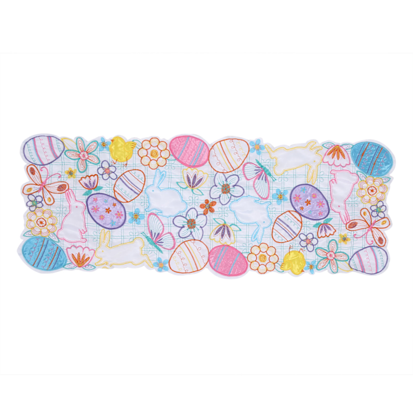 Easter Bunny Egg Embroidery Pattern Table Mat Decoration Placemat Table Cover Pad34 x 88cm / 13.4 x 34.6in