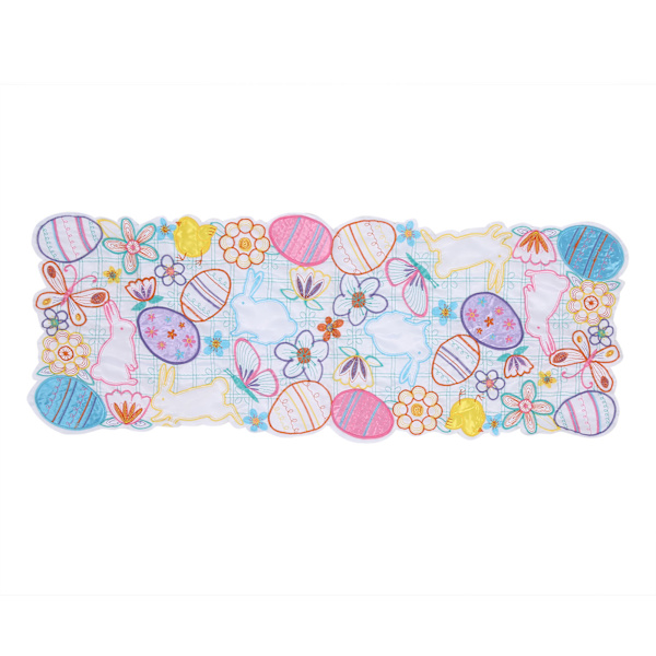 Påskhare Ägg Broderi Mönster Bordsmatta Dekoration Placemat Bordsduk Pad34 x 88cm / 13.4 x 34.6in