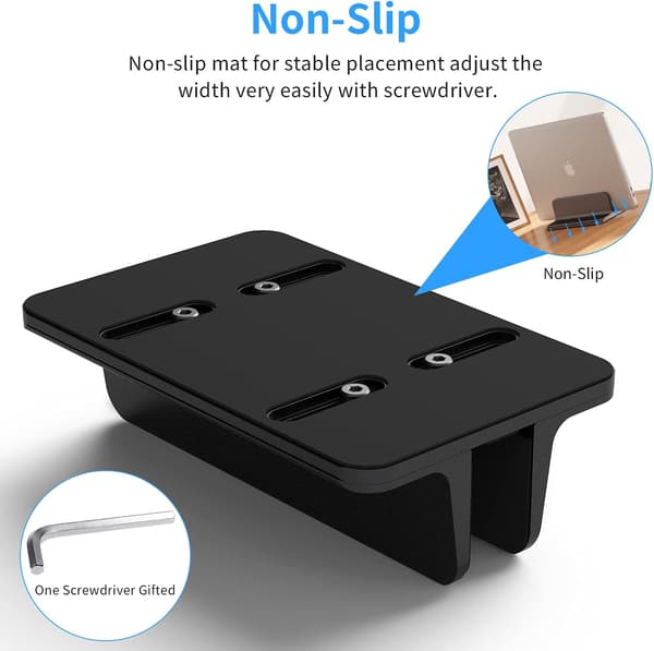 Sort - Vertikal Laptop Stand, Justerbart Aluminium Stand til Mac
