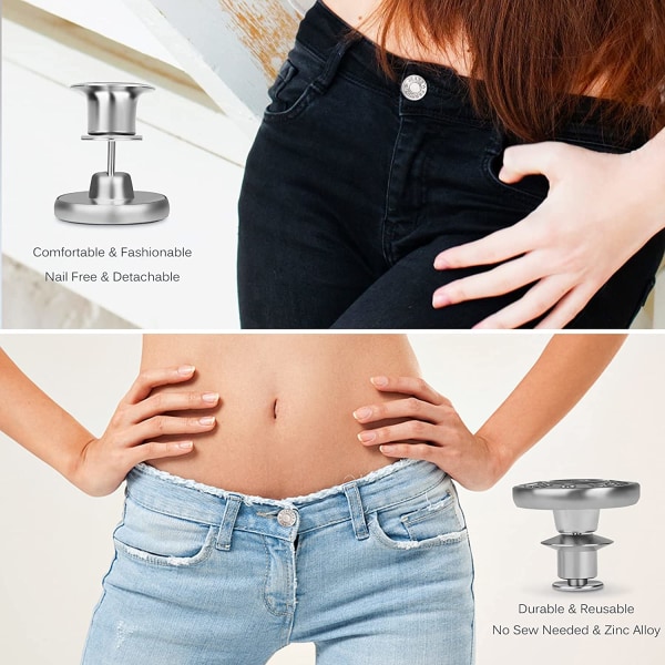 Jeans knapp utan sömnad metall omedelbar jeans knapp stift avtagbar