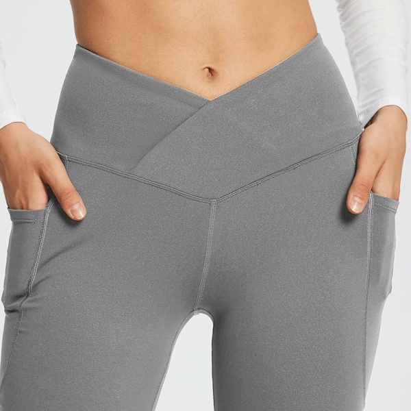 Cross-midja yoga byxor för kvinnor i bootcut-stil, icke-genomskinliga