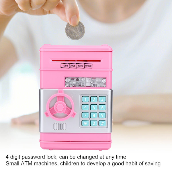 Spargris Mini Automatisk Myntsparande Sparbössa Heminredning Artikel Leksak Present till Barn Rosa