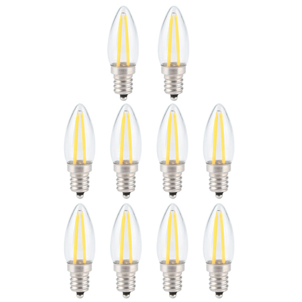 10 kpl E12 Pitkä Filamentti Pieni LED-Lamput Himmennettävä Lamppu 1,5W AC110V Kotivalaistukseen