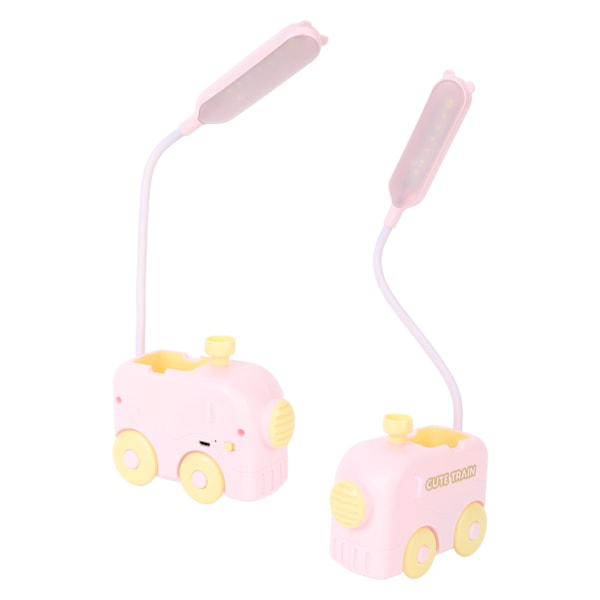 Mini Tog LED Nattlampe Øye Beskyttelse Studie Leselys USB Lading med Penneholder for Barn Rosa