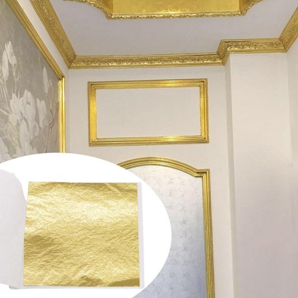 100 Ark Dubbel Guld DIY Folie Blad Papper Mat Tårta Ätbar Förgyllning Hantverk R0N8