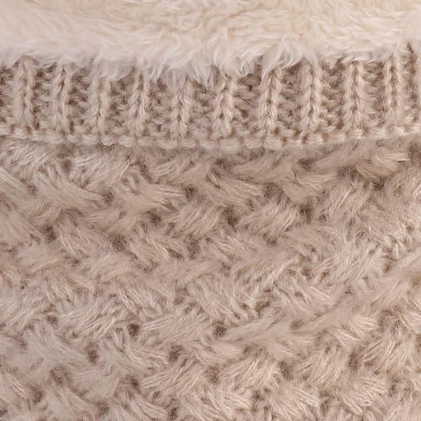 Vinterstrikket evighetsskjerf med polarfleece halsvarmer for barn, jenter/gutter cream-coloured