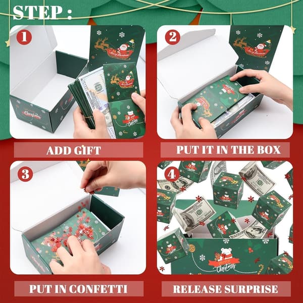Överraskningslåda Presentförpackning, Pop Up Pengarpresentförpackning, Pop Up Pengalåda för Kontantgåva, Överraskningspresentförpackning Jul