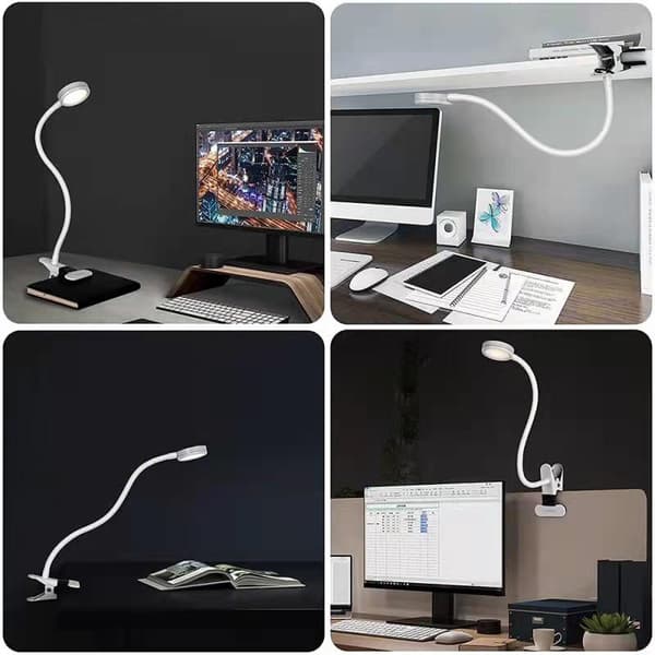 1 stk. LED Klemmeskrivebordslampe, USB Fleksibel Læselampe Blødt Lys Øje