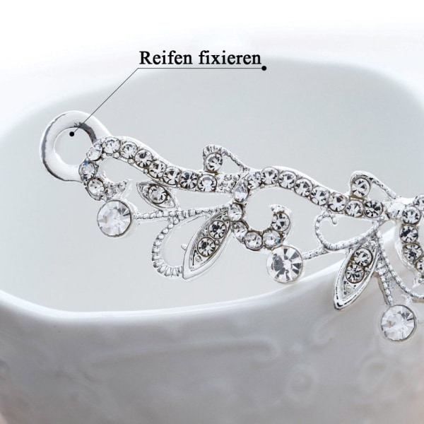 Bryllupskrone og tiara med krystaller for brudens hårtilbehør Sølv Hjerte Tiara for kvinner og jenter