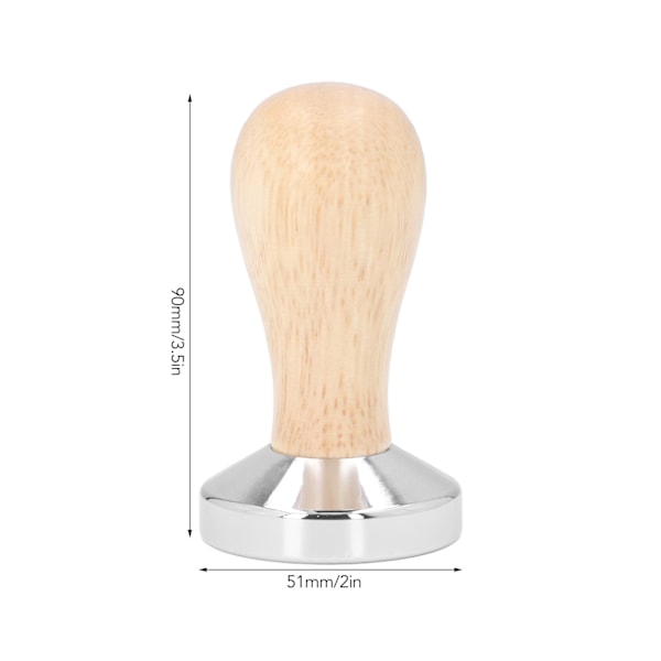 Kaffe Tamper, Avtagbar Rostfritt Stål Platt Botten Kaffe Pulver Press Hammer med Trähandtag, 51mm