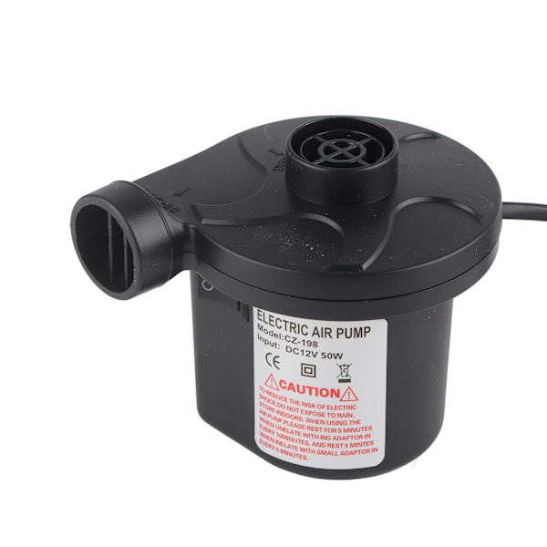 12V DC Elektrisk Luftpumpe Oppblåsbar med 3 Dyser for Oppblåsbare Madrasser, Flåte, Seng, Båt