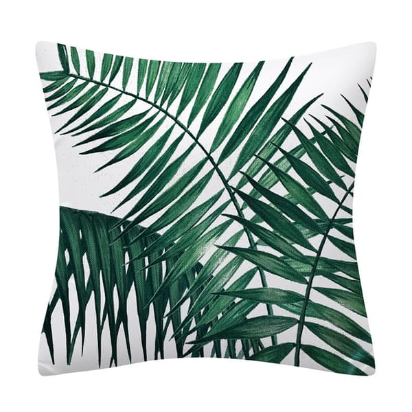 Set med 4 Kuddfodral 45 x 45 cm Tropiska Gröna Blad Bomull Linne