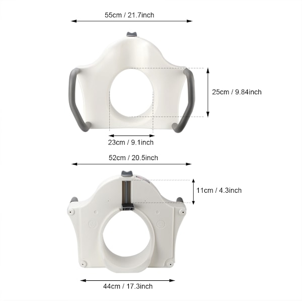 Irrotettava korotettu WC-istuimen kansi käsivarsilla ja pehmusteella, vammaisten apuväline