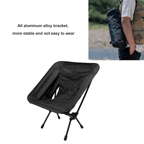 Utomhus bärbar hopfällbar månstol lätt fritidscamping barnstol för strandfiske skiss svart