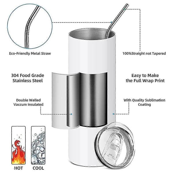 20oz Sublimering Lige Tynd Mindre Stål Diy S Vakuumisoleret Bil Kaffe