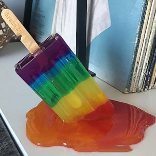 Smältande glasspinne skulptur kristallklubba harts prydnad hem