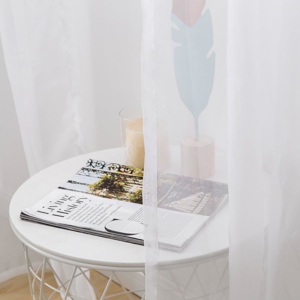 Voile Gardin Transparent Gardin i Ensfarvet Stangedesign
