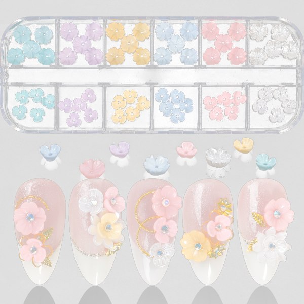 3D nagelkonst blomma charms för naglar blomma, nageljuveler och dekorationer för akrylnaglar