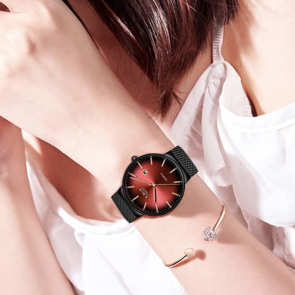Klocka Herrar Tunn Vattentät Rostfritt Stål Mesh Mode Minimalistisk Analog Kvarts Armbandsur Herr