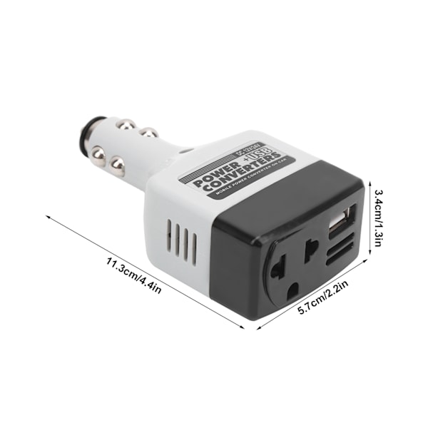 12V/24V Mobil Strømkonverter USB Biloplader til Mobiltelefonopladning Sort