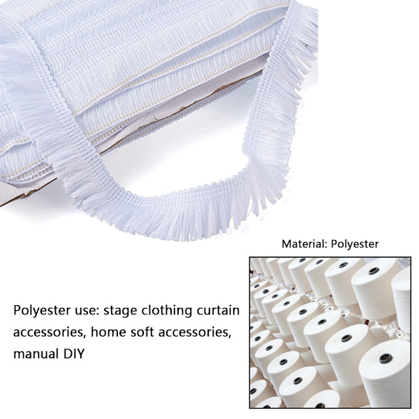 Polyester Frynser med Kant i Blonder, Frynsefiber Trim til Syning Q