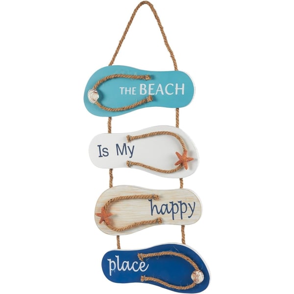 Nautisk strand flip flop väggprydnad, trätofflor hängande