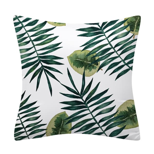 Set med 4 Kuddfodral 45 x 45 cm Tropiska Gröna Blad Bomull Linne
