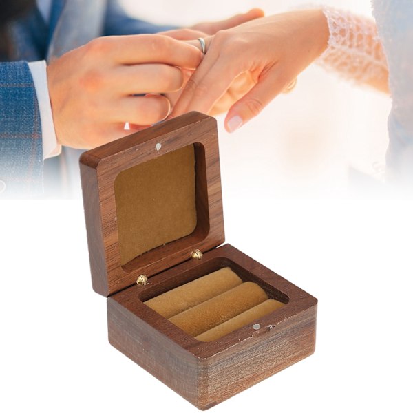 Träringlåda Smyckesförvaring Display Case Organizer för Förslag Bröllopsceremoni