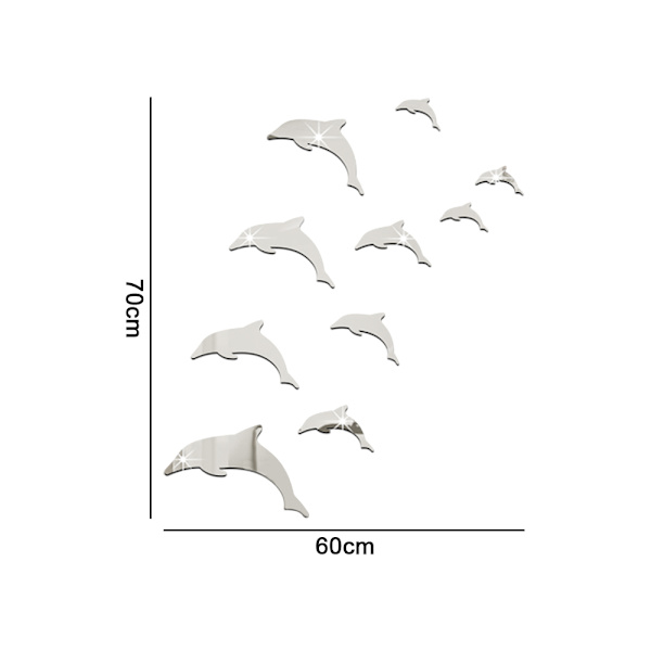 3D Delfin Akrylspegelklistermärke, Heminredning Självhäftande Remo