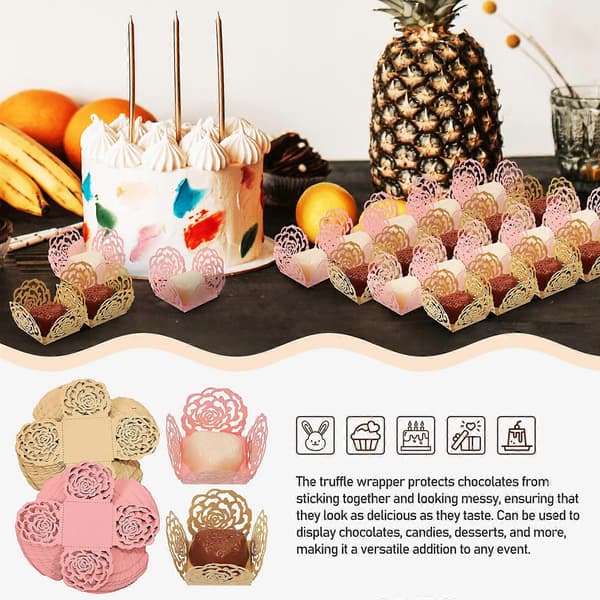 100 st tryffelförpackningar chokladförpackningar papperstryffelförpackningar mini cupcake-formar festtillbehör