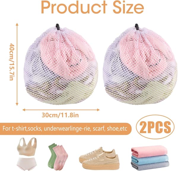 2 stk. 30 * 40 cm vaskenet til vaskemaskine, vaskepose med